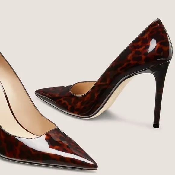 EUC Stuart Weitzman STUART POWER 100 Gloss Tortoise Pumps, size 9