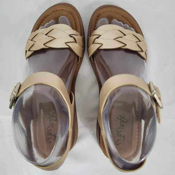 Eurosoft McKaila Wedge Strappy Sandals Gold Women's Size US 6 EU 37 New In Box