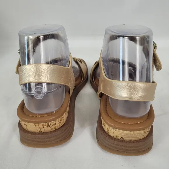 Eurosoft McKaila Wedge Strappy Sandals Gold Women's Size US 6 EU 37 New In Box