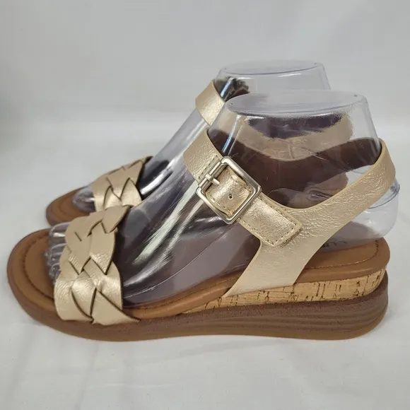 Eurosoft McKaila Wedge Strappy Sandals Gold Women's Size US 6 EU 37 New In Box