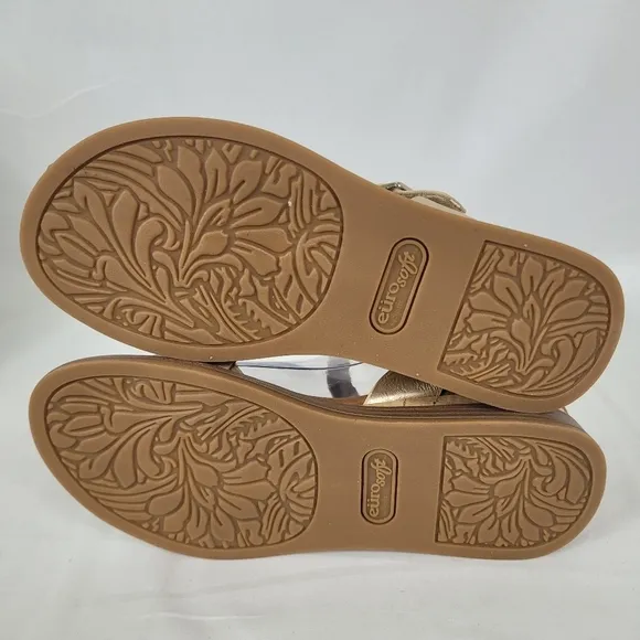 Eurosoft McKaila Wedge Strappy Sandals Gold Women's Size US 6 EU 37 New In Box