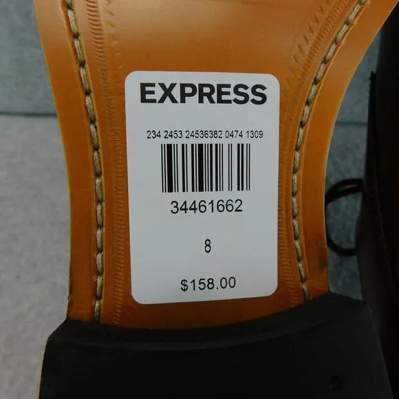 Express Men's Leather Cognac Polished Dress Shoes - Size 8 New