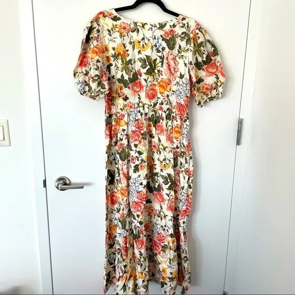 Faithfull the Brand Il Riso Midi linen Dress Teatro Floral NWT
