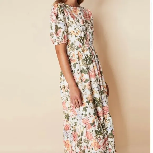 Faithfull the Brand Il Riso Midi linen Dress Teatro Floral NWT