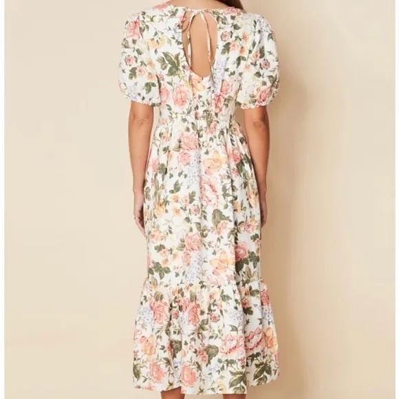 Faithfull the Brand Il Riso Midi linen Dress Teatro Floral NWT