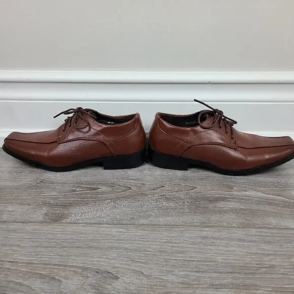 Fancy Kids Boys European Collection Brown Vegan Leather Dress Shoes Size 13 Y