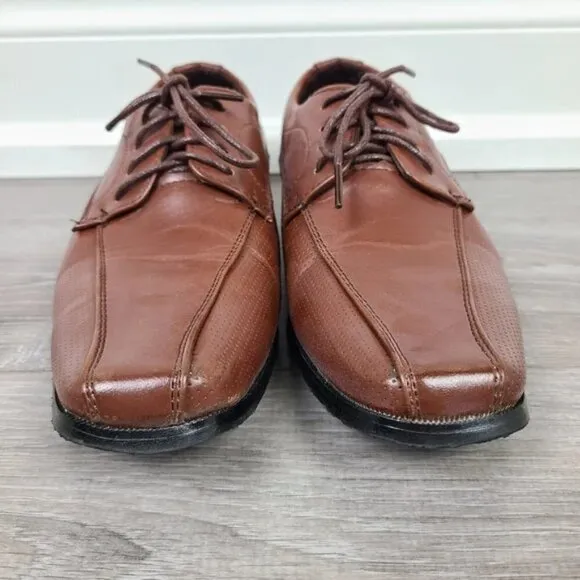 Fancy Kids Boys European Collection Brown Vegan Leather Dress Shoes Size 13 Y