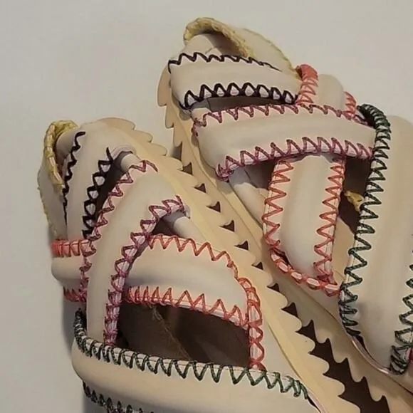 Farm Rio Stitch ZigZag Sandal In Nude