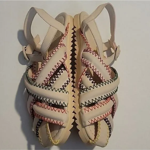 Farm Rio Stitch ZigZag Sandal In Nude