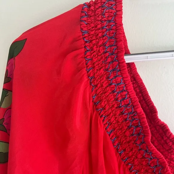 FARM RIO Summer Foliage Scarf Red Maxi Dress Size Small