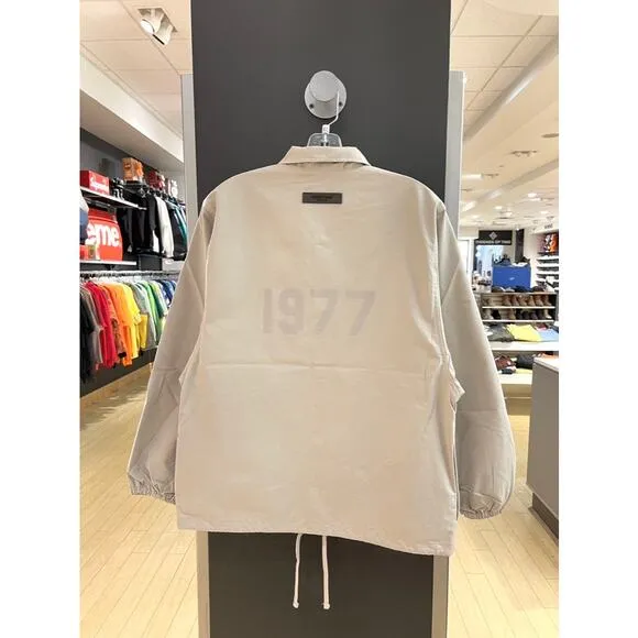 Fear of God FOG Essentials 1977 Coaches Drawstring Jacket Smoke Beige Oak