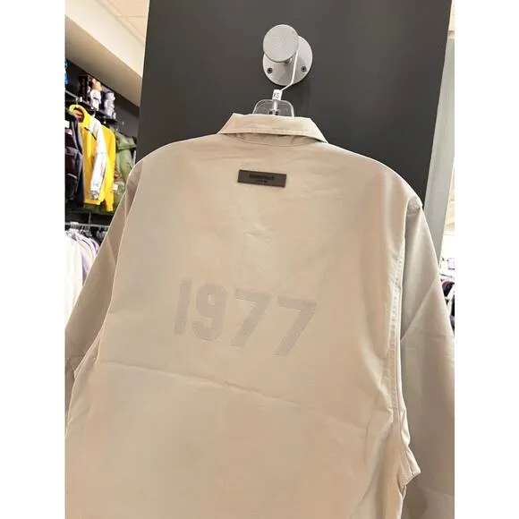 Fear of God FOG Essentials 1977 Coaches Drawstring Jacket Smoke Beige Oak