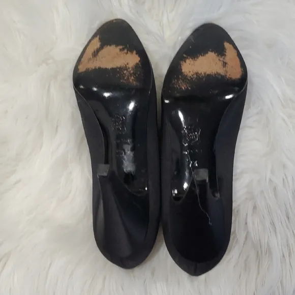 Fendi Black Satin Feel Kitten Heel  with Pointed Toe Size 7.5