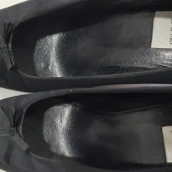 Fendi Black Satin Feel Kitten Heel  with Pointed Toe Size 7.5