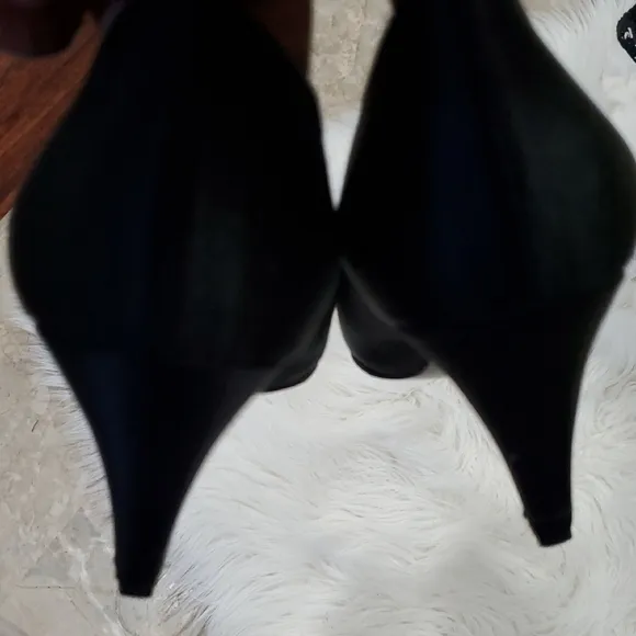 Fendi Black Satin Feel Kitten Heel  with Pointed Toe Size 7.5