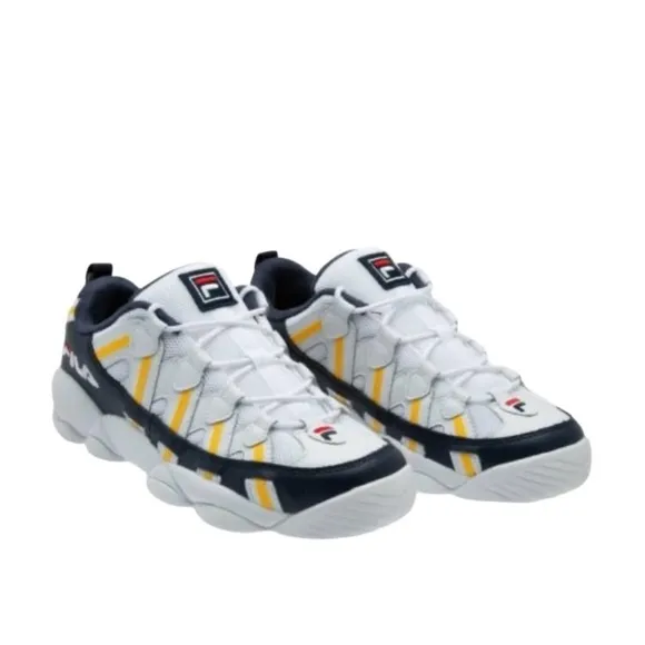 Fila Stackhouse Spaghetti Leather White Blue Yellow Sneakers Shoes 1BM00526-138