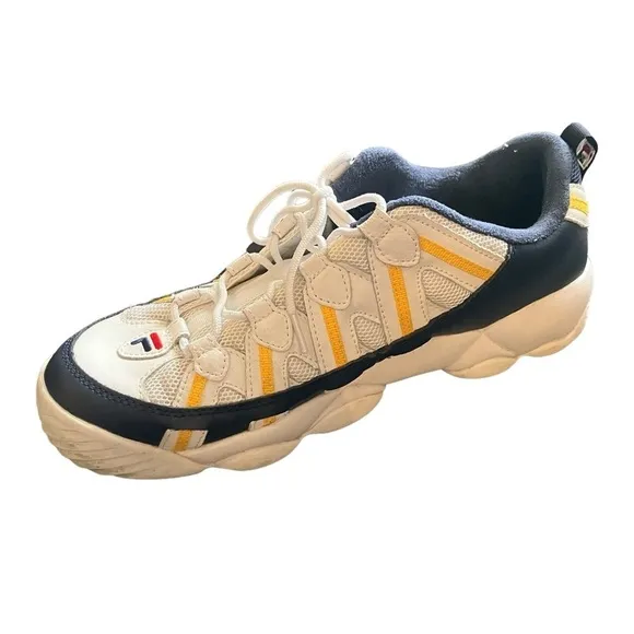 Fila Stackhouse Spaghetti Leather White Blue Yellow Sneakers Shoes 1BM00526-138