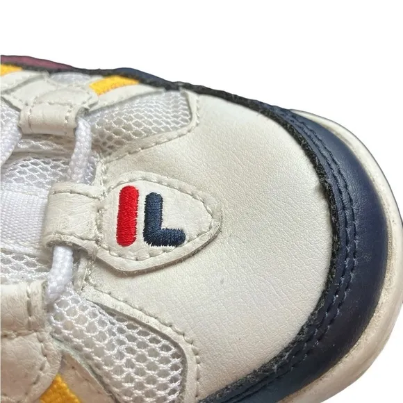 Fila Stackhouse Spaghetti Leather White Blue Yellow Sneakers Shoes 1BM00526-138