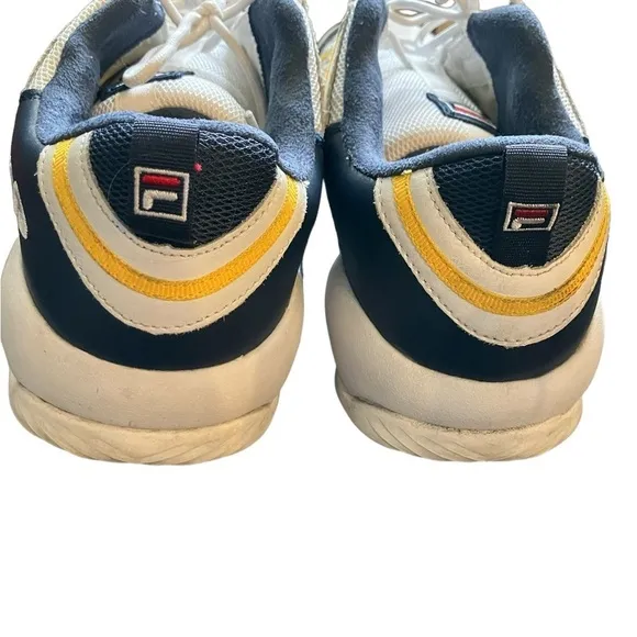 Fila Stackhouse Spaghetti Leather White Blue Yellow Sneakers Shoes 1BM00526-138