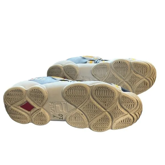 Fila Stackhouse Spaghetti Leather White Blue Yellow Sneakers Shoes 1BM00526-138