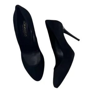 FIORANGELO Italy Pumps Heels Black Suede Leather Women's Sz 39 / 9 NIB $360