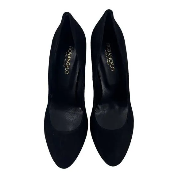 FIORANGELO Italy Pumps Heels Black Suede Leather Women's Sz 39 / 9 NIB $360