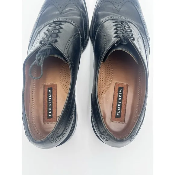 Florsheim 329376 Mens Black Lace Up Low Top Wingtip Oxford Dress Shoes Size 13