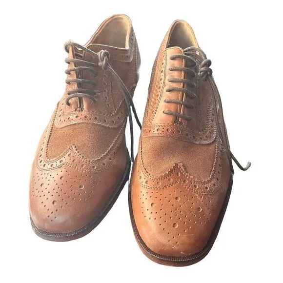 Florsheim Marlton Men's Wingtip Dress Shoes Brown Leather &amp; Suede Size 9.5D