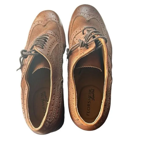 Florsheim Marlton Men's Wingtip Dress Shoes Brown Leather &amp; Suede Size 9.5D