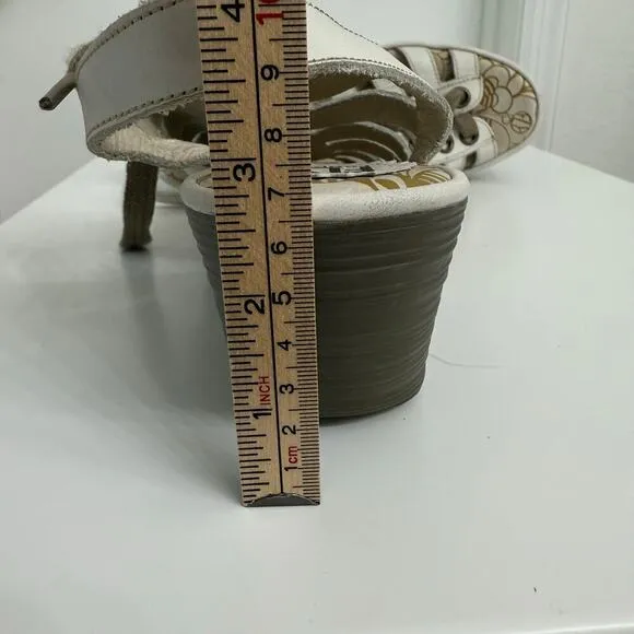 Fly London Yito Wedge Strappy Sandals Off White Sz 41 (US 10.5)