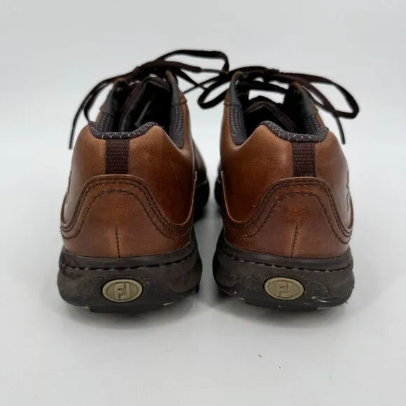 FOOTJOY Contour Series Brown Leather Golf Shoes with Spikes Size 10W 10 54193