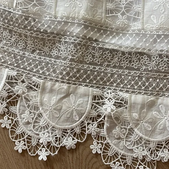 For Love And Lemons Amandine Mini Dress Off White Lace Short Sleeve Embroidered