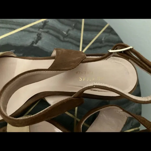 Framas Firenze Vero Cuoio Suede Strappy Sandals Women Brown/Tan Sz 7.5.
