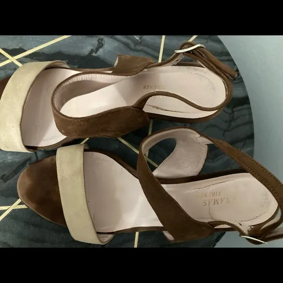 Framas Firenze Vero Cuoio Suede Strappy Sandals Women Brown/Tan Sz 7.5.
