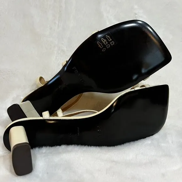 Frame Le Braxton Strappy Sandals Heels Women’s Sz 37.5 / 7 US Ivory Leather