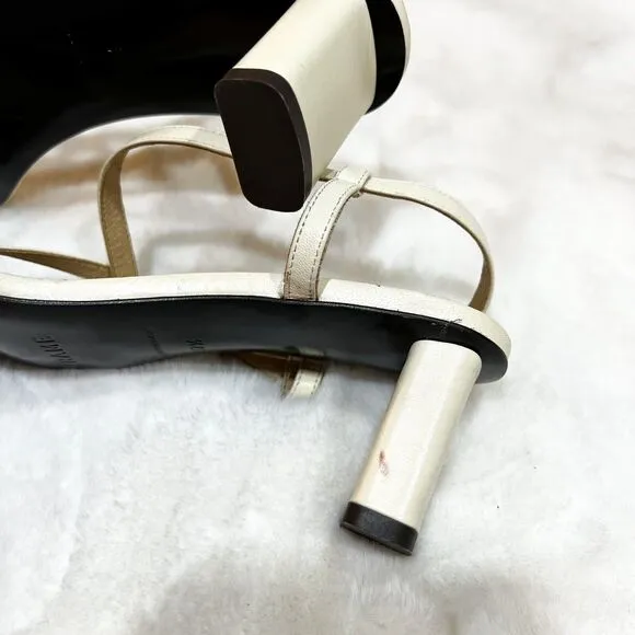 Frame Le Braxton Strappy Sandals Heels Women’s Sz 37.5 / 7 US Ivory Leather