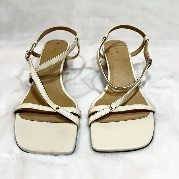 Frame Le Braxton Strappy Sandals Heels Women’s Sz 37.5 / 7 US Ivory Leather
