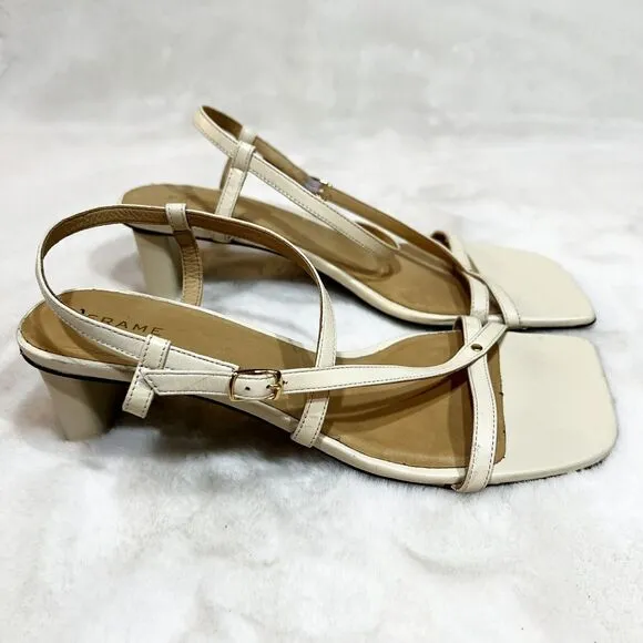 Frame Le Braxton Strappy Sandals Heels Women’s Sz 37.5 / 7 US Ivory Leather