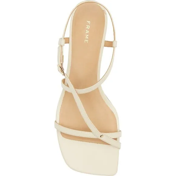 Frame Le Braxton Strappy Sandals Heels Women’s Sz 37.5 / 7 US Ivory Leather