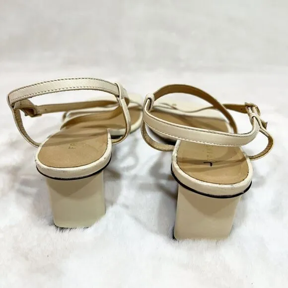 Frame Le Braxton Strappy Sandals Heels Women’s Sz 37.5 / 7 US Ivory Leather
