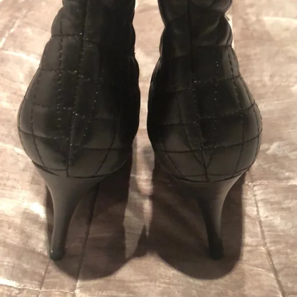 FRANCINI Quilted Leather &amp; Suede High Heel Booties Shoes