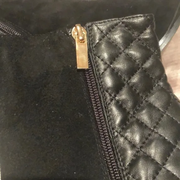 FRANCINI Quilted Leather &amp; Suede High Heel Booties Shoes