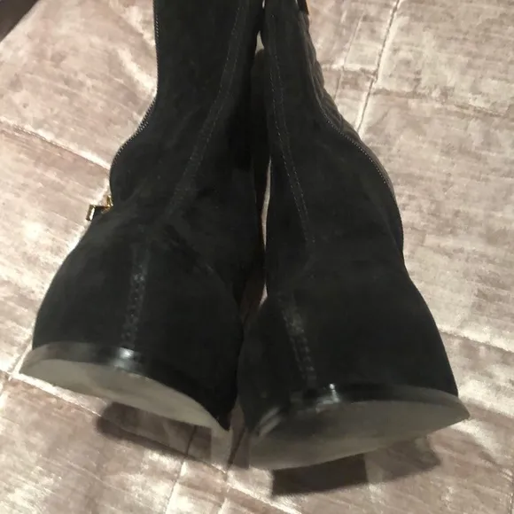 FRANCINI Quilted Leather &amp; Suede High Heel Booties Shoes