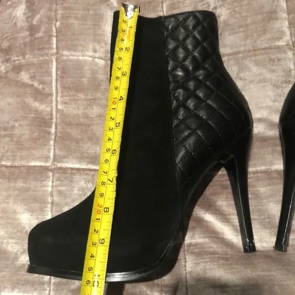 FRANCINI Quilted Leather &amp; Suede High Heel Booties Shoes