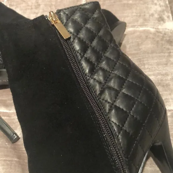 FRANCINI Quilted Leather &amp; Suede High Heel Booties Shoes