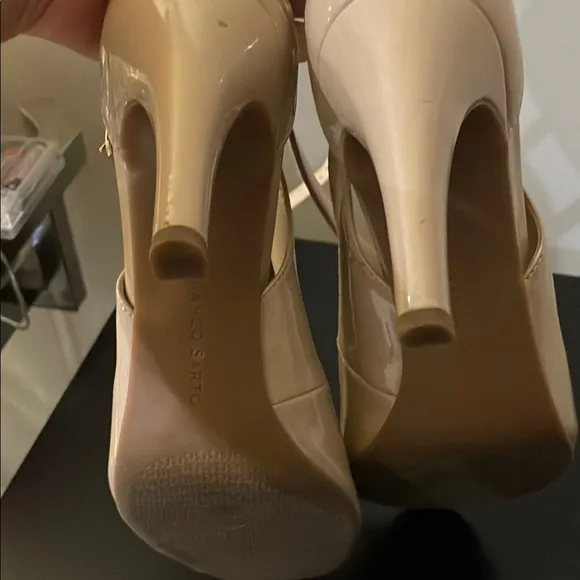 Franco Sarto Women's Cream Peep Toe Heels