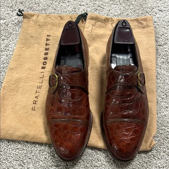Fratelli Crocodile Rossetti Brown Leather Men's Shoes