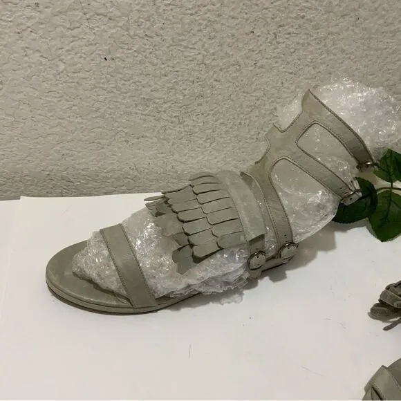 Freda Salvador Kiltie Fringe Strappy Gladiator Leather Sandals Size US 6.5