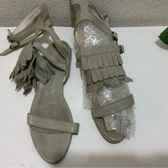 Freda Salvador Kiltie Fringe Strappy Gladiator Leather Sandals Size US 6.5