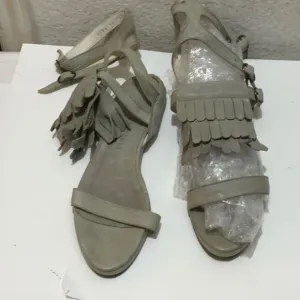 Freda Salvador Kiltie Fringe Strappy Gladiator Leather Sandals Size US 6.5